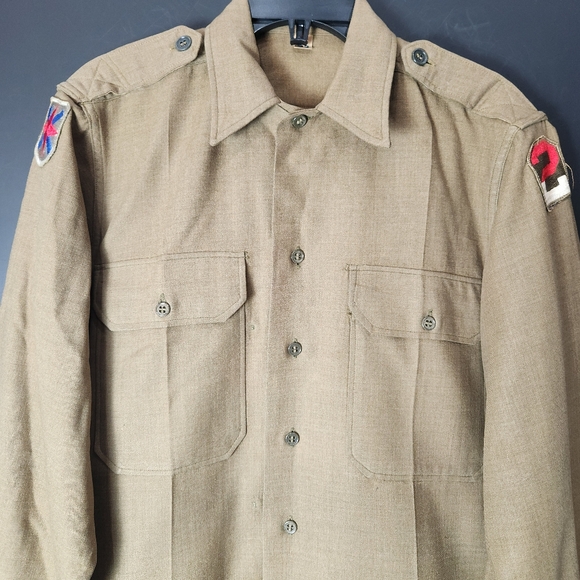 RARE 1940s VINTAGE USA WORLD WAR TWO US ARMY WINTER SERVICE SHIRT SIZE 15/33 - Picture 2 of 10